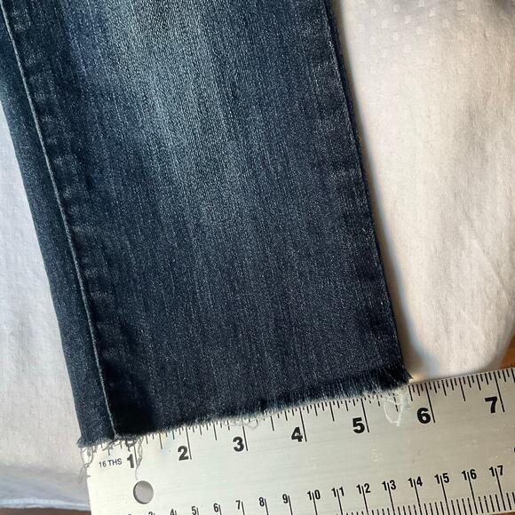 C’est Toi Women’s Rhinestone Waxed Frayed Crop Ankle Jeans size 27, Dark Blue - Picture 6 of 10